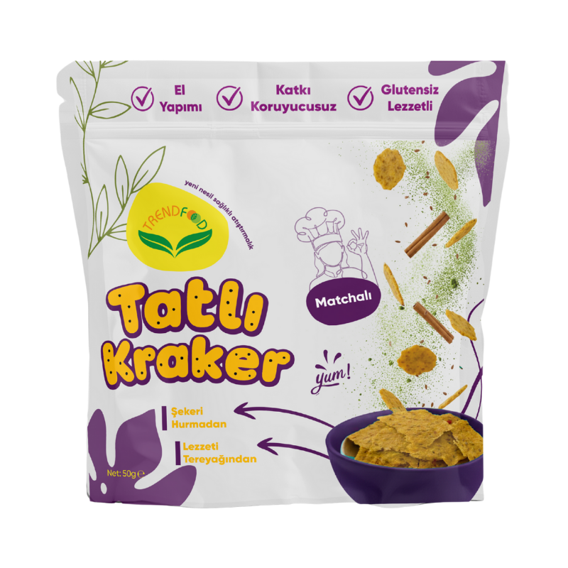 Glutensiz Matcha’lı Tatlı Kraker 50 g  | Besleyici,  Doğal, Fit, Temiz içerikli