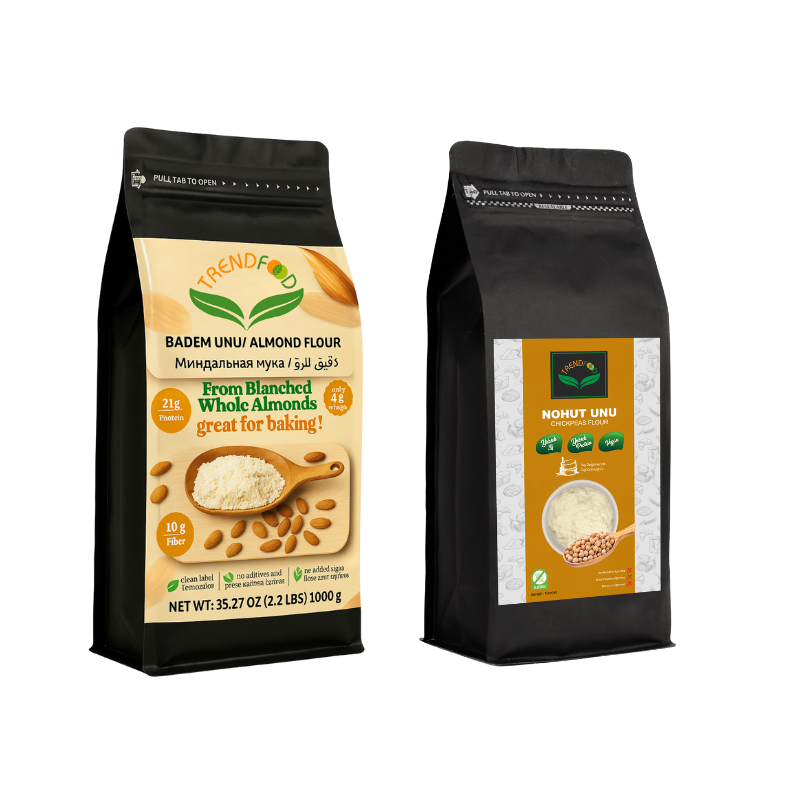Kabuksuz Çiğ Beyaz Badem Unu 1 kg + 1 kg Nohut Unu