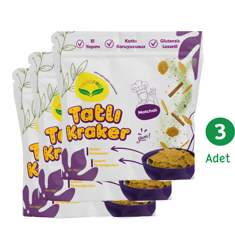 Glutensiz Matcha’lı Tatlı Kraker 50 g *3 adet  | Besleyici,  Doğal, Fit, Temiz içerikli