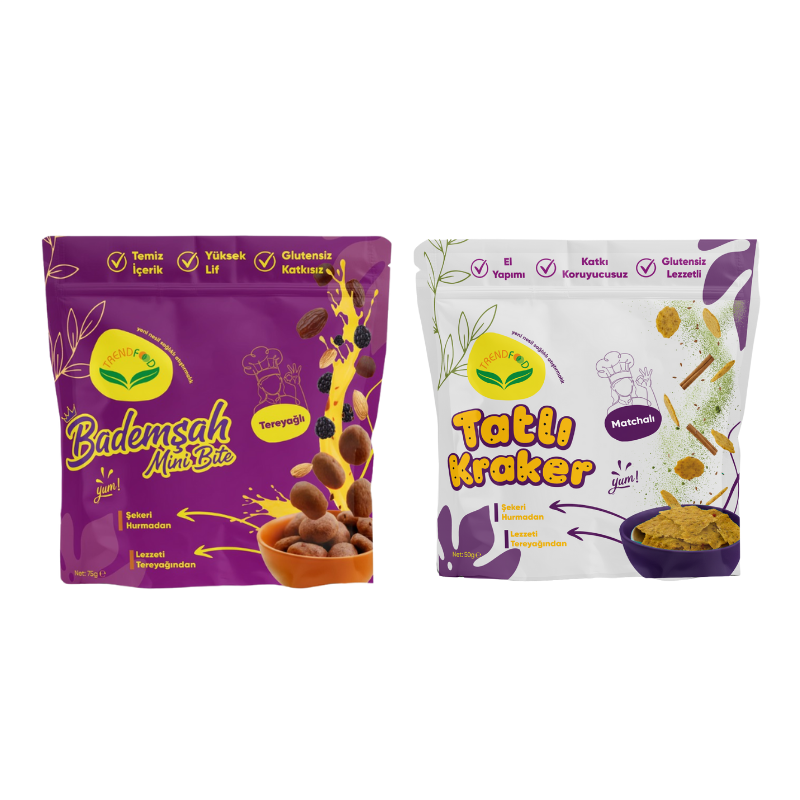 Trend Food Glutensiz Badem Kurabiyesi 75 g +  Glutensiz Matcha’lı Tatlı Kraker 50 g  | 2'li Tanışma Paketi